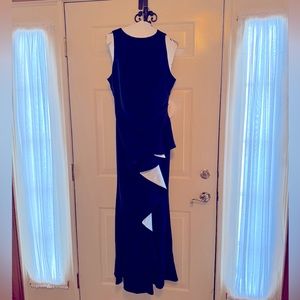 Carmen Marc Valvo formal navy blue gown